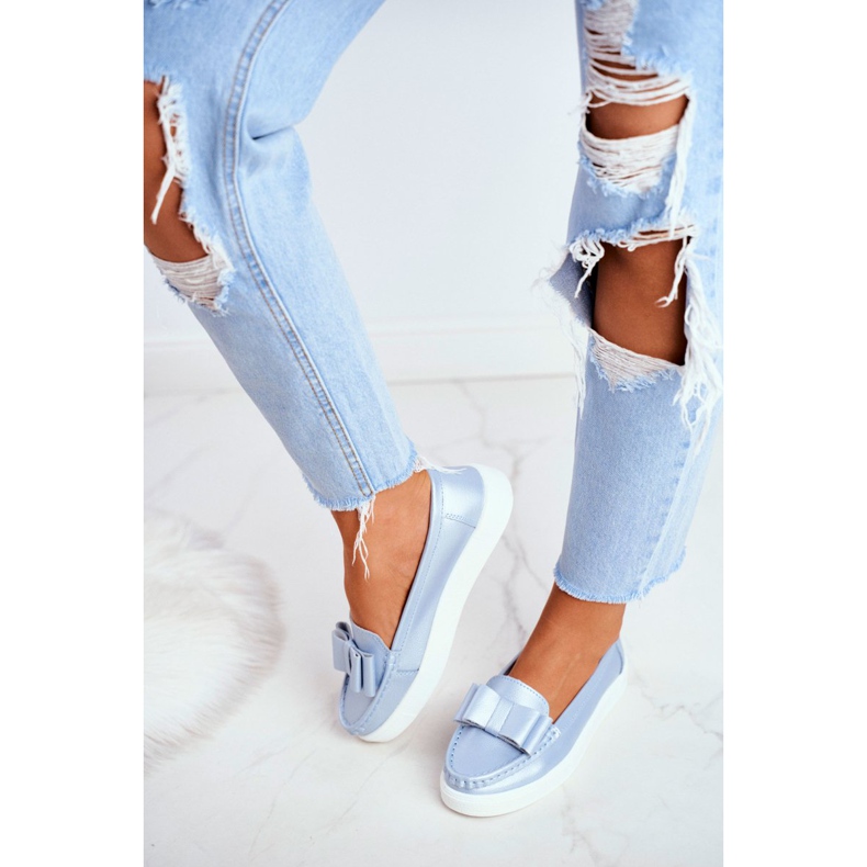 S.Barski Mocassins Femme en Cuir Bleu Lovren 2