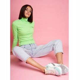 Chaussures de sport en cuir pour femmes GOE Mint White FF2N3011 blanche vert 2