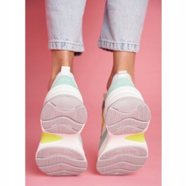 Chaussures de sport en cuir pour femmes GOE Mint White FF2N3011 blanche vert 1