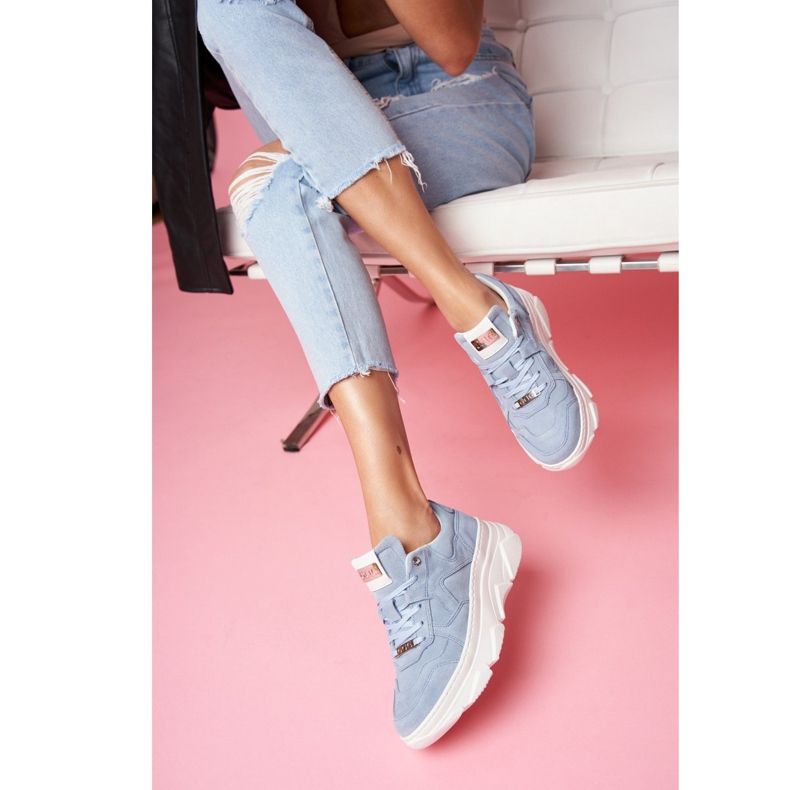 Chaussures de sport en cuir pour femmes GOE Bleu FF2N3013 1 Chaussures de sport en cuir pour femmes GOE Bleu FF2N3013 1