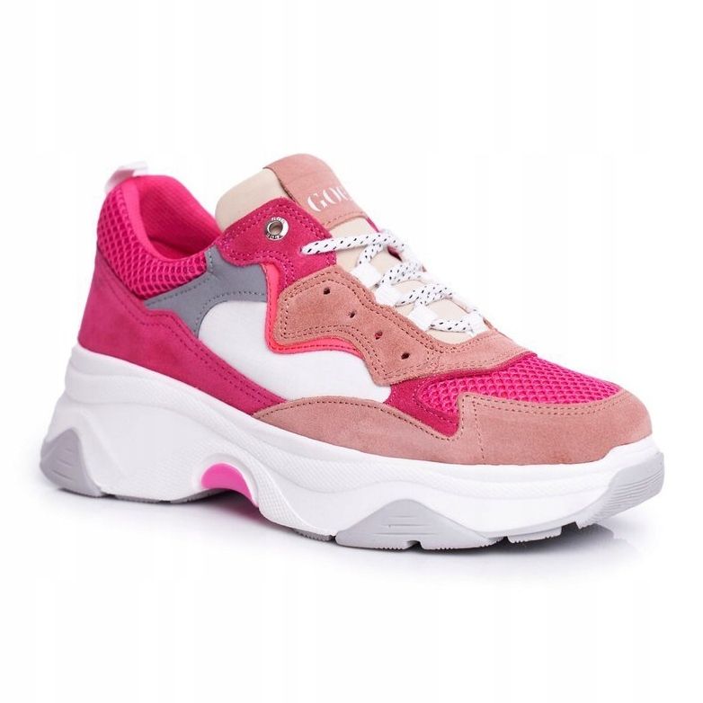Chaussures de sport en cuir pour femmes GOE Rose FF2N3010 blanche 2