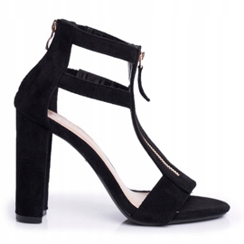 PS1 Sandales À Talons Pour Femmes En Daim Noir Folly 1