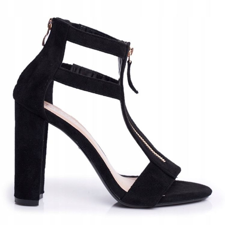 PS1 Sandales À Talons Pour Femmes En Daim Noir Folly 1