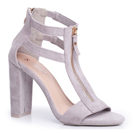 PS1 Sandales à Talon Femme Daim Gris Folly 5