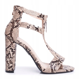 PS1 Sandales pour femmes sur un talon Snake Folly beige brun 2