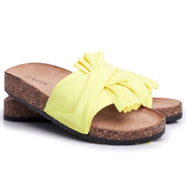 PS1 Chaussons pour femmes sur nœuds en liège nœud jaune fluo 4