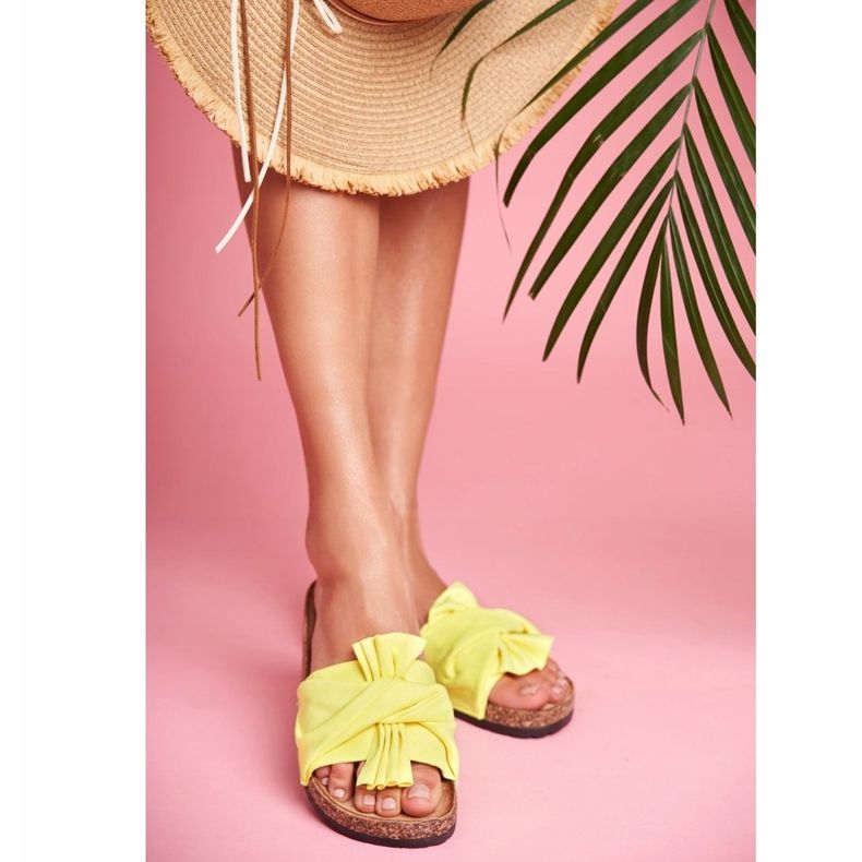 PS1 Chaussons pour femmes sur nœuds en liège nœud jaune fluo 2