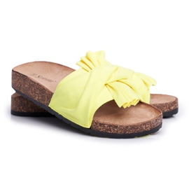 PS1 Chaussons pour femmes sur nœuds en liège nœud jaune fluo 3