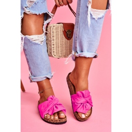 PS1 Chaussons Femme Sur Liège Nœuds Fuchsia Felis rose 1