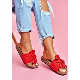 PS1 Chaussons Femme Sur Liège Nœuds Rouge Felis 1