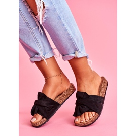 SEA Chaussons Femme Sur Liège Nœuds Noir Felis 2