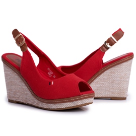 SEA Sandales compensées pour femmes Rouge Tommy 1