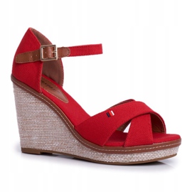 PS1 Sandales Femme Sur Compensée Rouge LaMane 2 PS1 Sandales Femme Sur Compensée Rouge LaMane 2