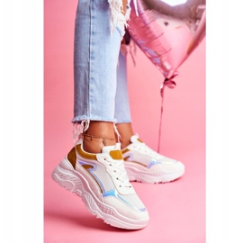 BUGO Chaussures de sport pour femmes Memory jaune et blanc blanche 1