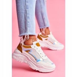 BUGO Chaussures de sport pour femmes Memory jaune et blanc blanche 4