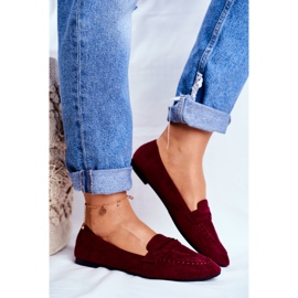 BUGO Mocassins Femme Daim CH-1M6 Bordeaux Laveria rouge 4