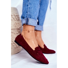 BUGO Mocassins Femme Daim CH-1M6 Bordeaux Laveria rouge 5