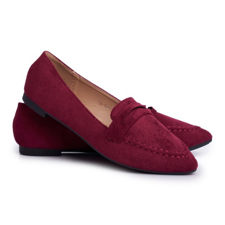 BUGO Mocassins Femme Daim CH-1M6 Bordeaux Laveria rouge 1