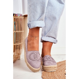 SEA Espadrilles Femme Semelle Épaisse Lin Gris Febi 1