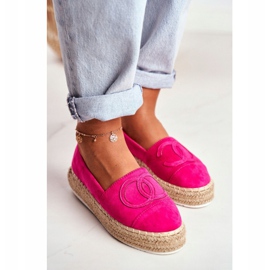 PS1 Espadrilles Femme Semelle Épaisse Lin Fuchsia Febi rose 3