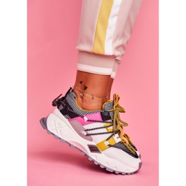 PS1 Chaussures de sport pour femmes blanches LA91 Be One multicolore jaune 3