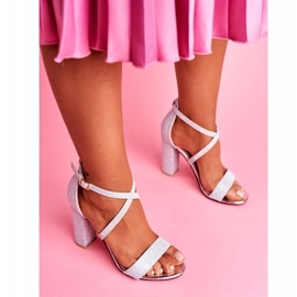 PS1 Sandales Pour Femmes Sur Un Talon Brocart Argenté Vivi gris 1