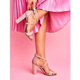 SEA Sandales Sur Talon Femme Glitter Champagne Vivi rose jaune 1