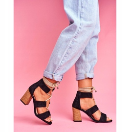 SEA Sandales À Talons Pour Femmes Attachées En Daim Noir Amore le noir 5
