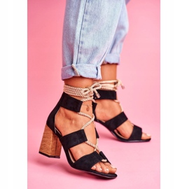 SEA Sandales À Talons Pour Femmes Attachées En Daim Noir Amore le noir 3