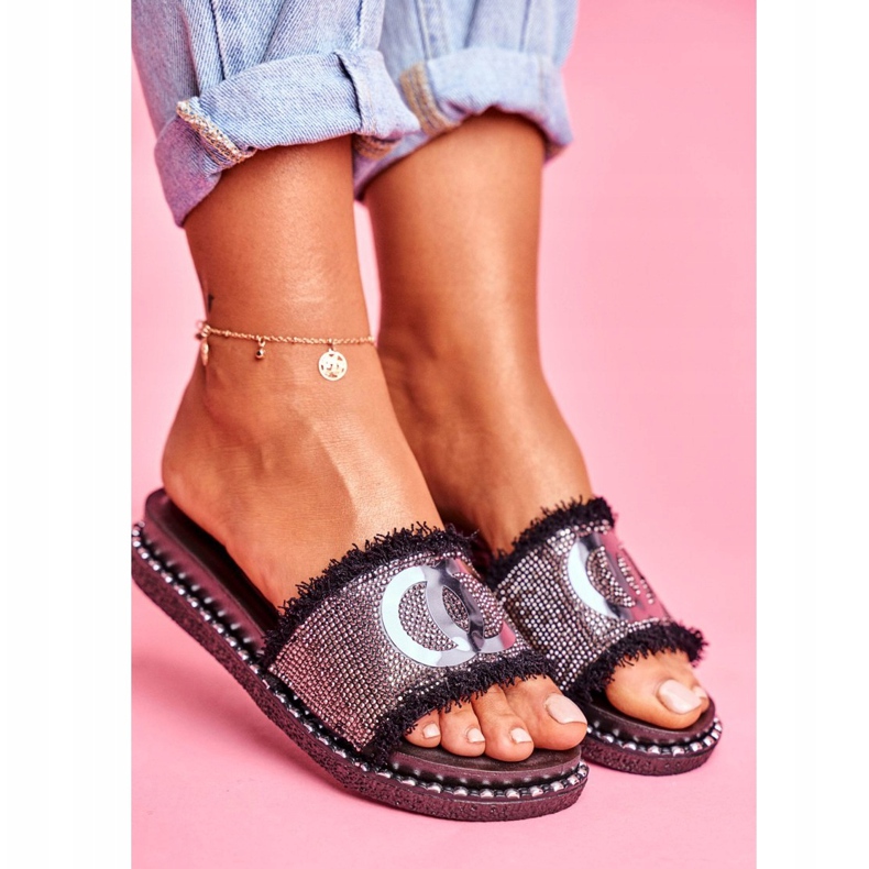 PS1 Pantoufles Black Valley pour femmes avec cristaux le noir 2 PS1 Pantoufles Black Valley pour femmes avec cristaux le noir 2