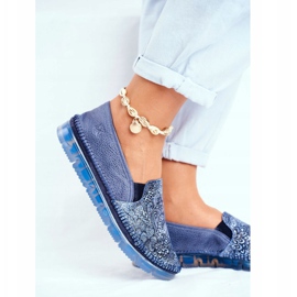 Chaussures Richelieu Femme Maciejka Slip-on Cuir Bleu Marine 03512-45 1