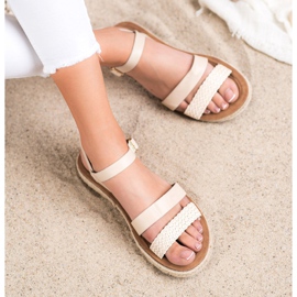 SHELOVET Sandales en cuir écologique tressé brun 1 SHELOVET Sandales en cuir écologique tressé brun 1