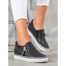 SHELOVET Slipons noirs avec une fermeture éclair le noir 2