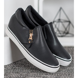 SHELOVET Slipons noirs avec une fermeture éclair le noir 1