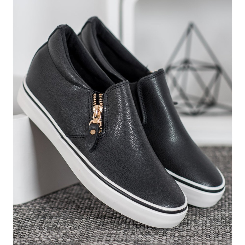 SHELOVET Slipons noirs avec une fermeture éclair 1