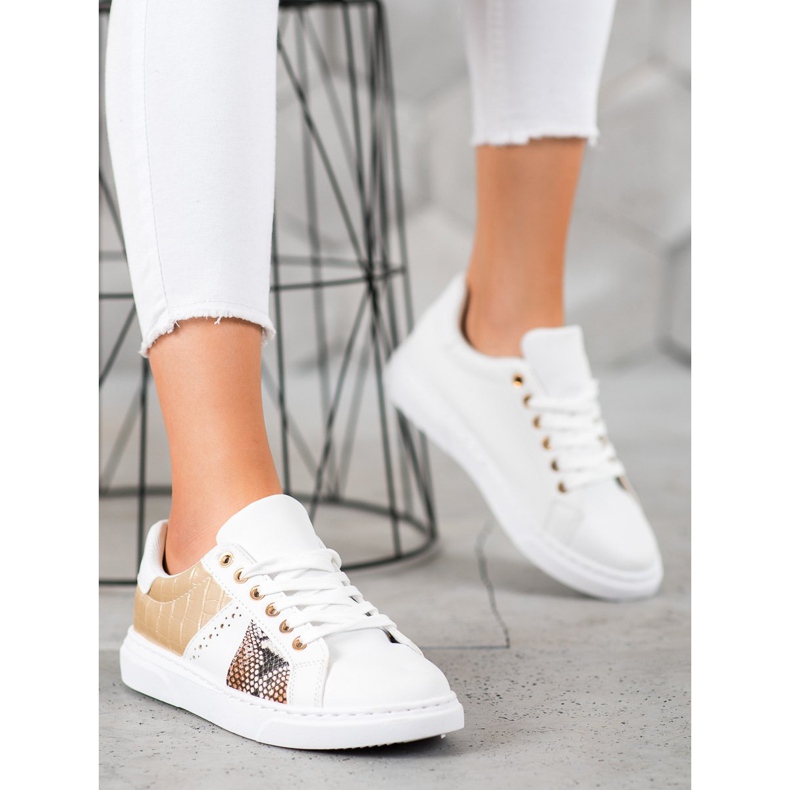 SHELOVET Baskets blanches confortables jaune 2