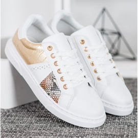 SHELOVET Baskets blanches confortables jaune 4