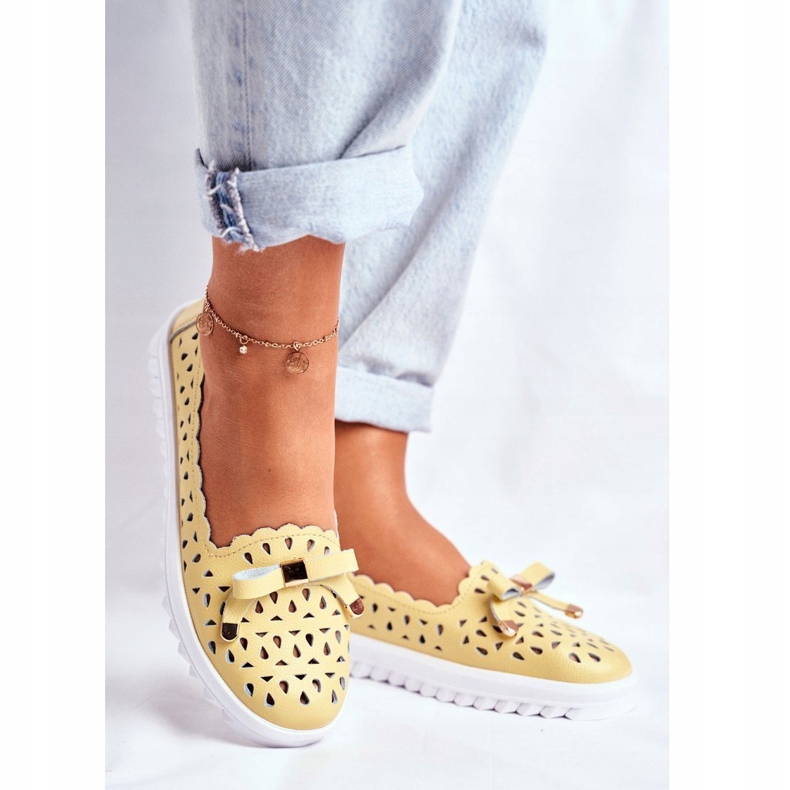 S.Barski Mocassins Femme, Cuir Ajouré LR71515 Jaune Murrieta 1