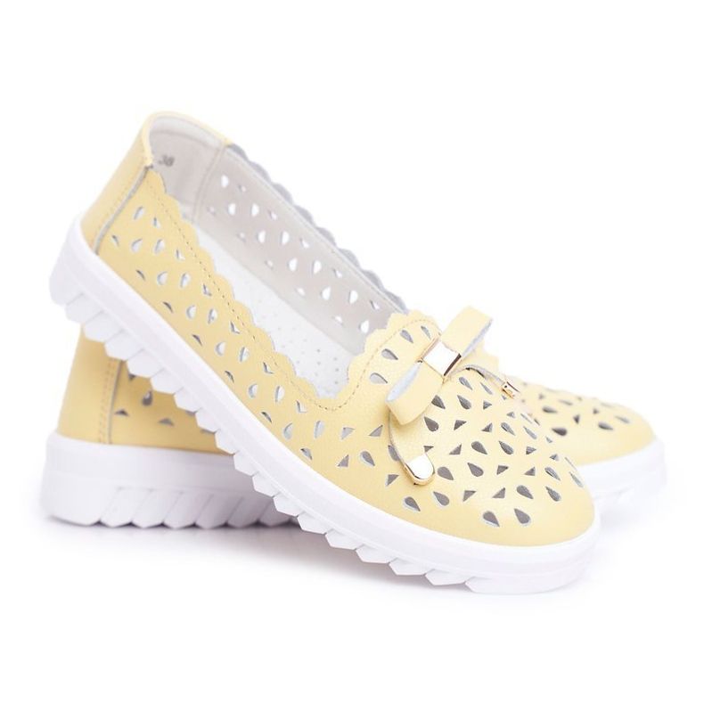 S.Barski Mocassins Femme, Cuir Ajouré LR71515 Jaune Murrieta 2