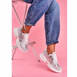 S.Barski Chaussures de sport pour femmes Baskets en cuir argentées Palm Bay gris 1