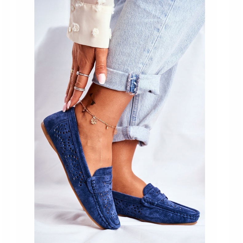 S.Barski Mocassins Femme Cuir Ajouré Bleu Marine Salem 1 S.Barski Mocassins Femme Cuir Ajouré Bleu Marine Salem 1