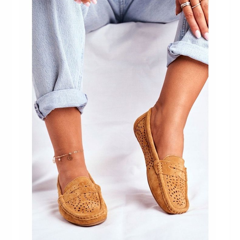 S.Barski Mocassins Femme Cuir Ajouré Camel Salem brun 1 S.Barski Mocassins Femme Cuir Ajouré Camel Salem brun 1