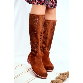 Bottes hautes femme Maciejka Cuir Ajouré Camel 04525-29 brun 2