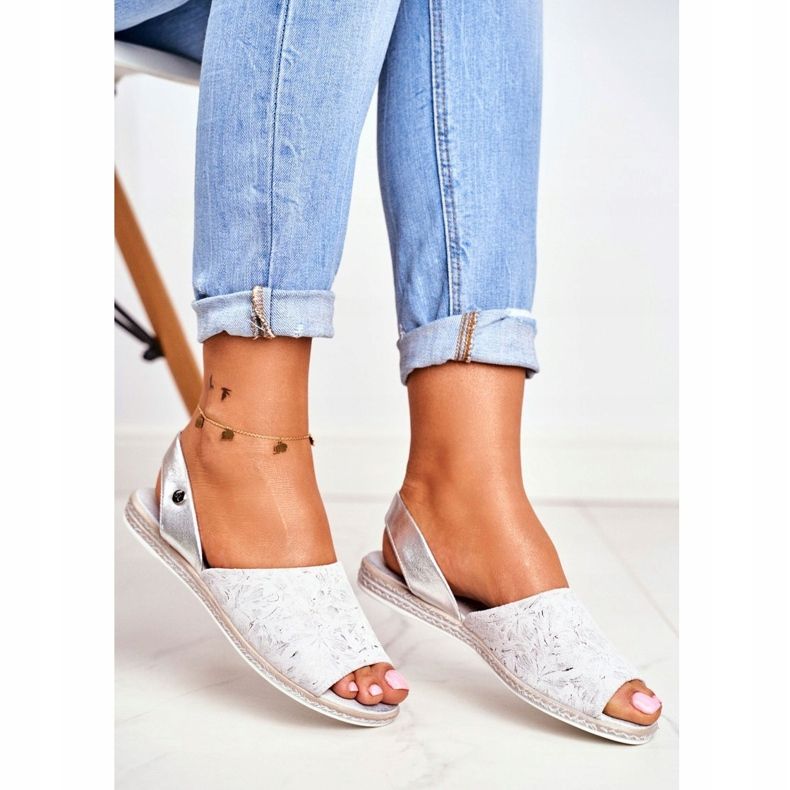 Sandales Plates pour Femmes Sergio Leone Argent SK030 gris 1