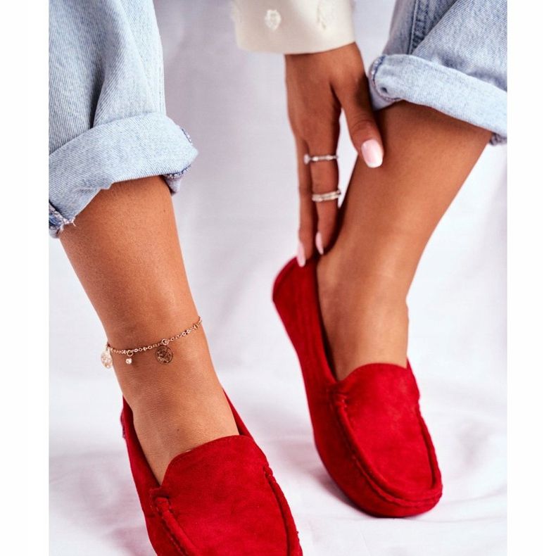 EVE Mocassins Rouges Femme En Daim Morreno 2
