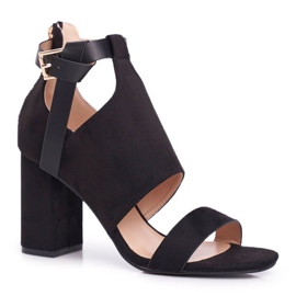 Vinceza Sandales pour femmes sur un talon haut avec une tige paumes noires 1