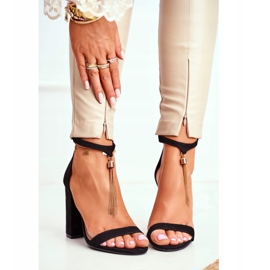 FW1 Sandales en daim noires sur une barre avec franges Annick le noir 2