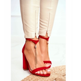 FW1 Sandales en daim rouge sur une barre avec Annick Fringe 4