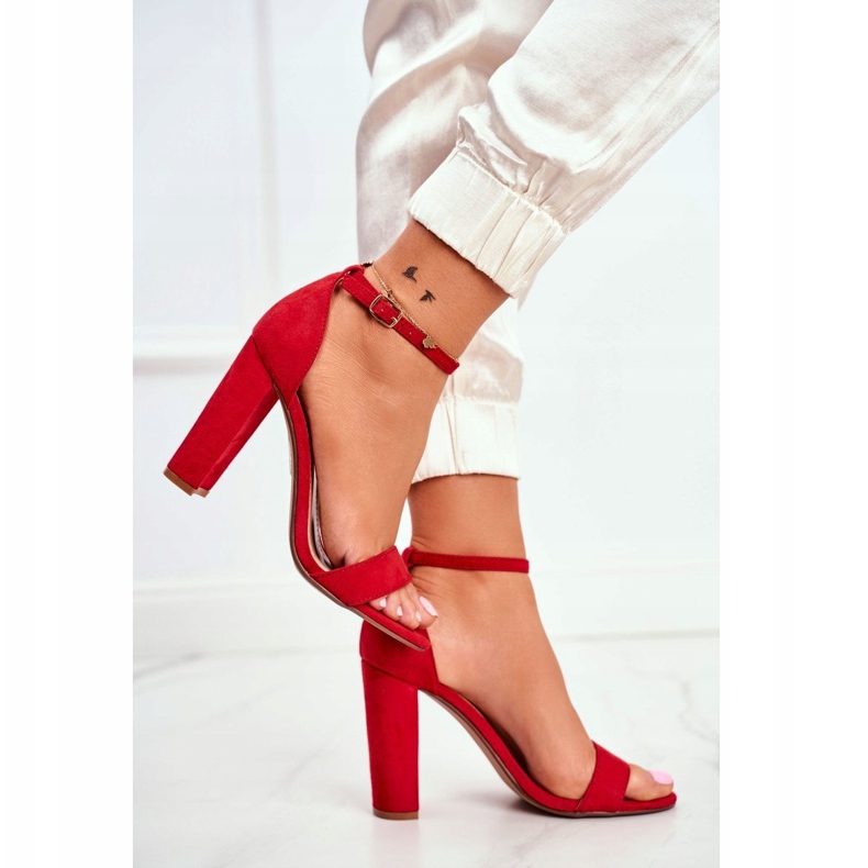 FW1 Sandales À Talons Pour Femmes En Daim Rouge Anastasie 1
