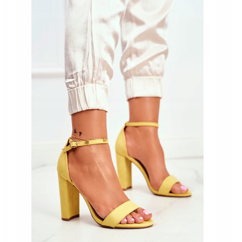 FW1 Sandales À Talons Femme Daim Jaune Anastasie 2